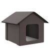 Heated Cat Houses for Outdoor and Indoor, Portable Kitty Shelter for Multiple Cats, Brown