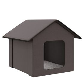 Heated Cat Houses for Outdoor and Indoor, Portable Kitty Shelter for Multiple Cats, Brown