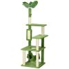 Indoor Cat Tree with Hammock Tower for Cats Cozy Green Cat Furniture