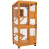 Wooden Cat House for 1-3 Cats Catio Enclosure on Wheels Easy to Move Orange