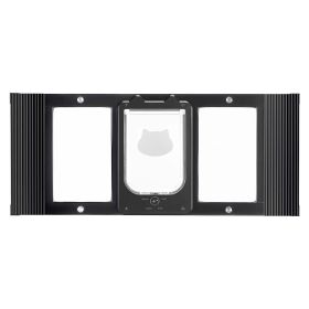 VEVOR Cat Door for Window, Adjustable to Fit Window Width 31"-36", 4 Secure Lock Modes, Aluminum Frame and High-Transparency Glass, Magnetic Closure