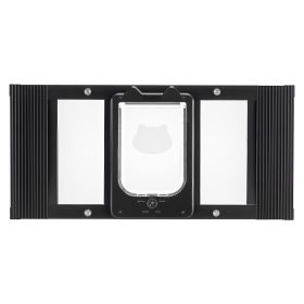 VEVOR Cat Door for Window, Adjustable to Fit Window Width 27"-32", 4 Secure Lock Modes, Aluminum Frame and High-Transparency Glass, Magnetic Closure