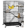 4 Tiers Rolling Cat Cage Pet Cage with Hammock;  Black