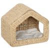 Wall Mounted Cat House, Cat Wall Furniture, Cat Wall Shelf with Washable Cushion, Natural