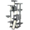 69" Cat Tree, Multi-Level Cat Tower with 2 Condos and 3 Hammocks, 8 Scratching Posts, for Multiple Cats, Dark Gray