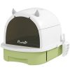 Covered Cat Litter Box with Lid, Scoop, Deodorizing Bags for Odor Control, Privacy, Easy to Clean, Green