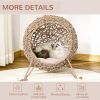 20.5 Weaved Cat Bed Hand-Woven Braided Banana Leaf Kitten House Condo with Cushion Natural
