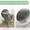 Hooded Cat Litter Box Covered Scoop Leaking Sand Pedal Top Handle Light Green