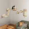 4PCs Corner Design Cat Wall Shelve with Scratching Post, Scratching Board, Perches, Cat Wands, Toy Ball, Beige