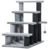 4-Level Cat Stair & Dog Stairs, Kitten Tree Climber, with Hanging Play Ball, Steps for Bed, Sofa, Light Grey