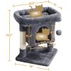 2-Level Cat Tree Condo Tower with Plush Perch;  Dark Gray