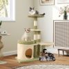 38 Inch Tall Multi-Level Aesthetic Kitten Tower with Condo and Bed