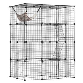 VEVOR Large 4-tier Cat Cage, 41 x 28 x 55", Detachable Metal Wire Cat Enclosure, with 4 Front Doors Hammock Ramp ladders