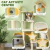 63 Inch Moon and Star Themed Cat Tree with Scratching Post, Hammock, Condo, Bed & Scratching Board, Cat Toys, Beige