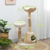 41" Modern Cat Condo, Indoor Cat Tree with Scratching Posts, Soft Removable Cushions & Toy Balls, Cream White