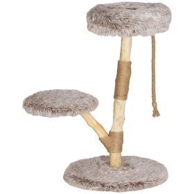 35 Inch Modern Cat Tree for Indoor Adult Cats, with Wooden Scratching Posts, Cat Bed, Rope Cat Toy, Brown