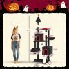 78" Gothic Cat Tree, Cat Tower with Coffin Bed, 2 Spacious Condos, Sisal Scratching Posts, Bat Hanging Balls, Halloween