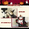 78" Gothic Cat Tree, Cat Tower with Coffin Bed, 2 Spacious Condos, Sisal Scratching Posts, Bat Hanging Balls, Halloween
