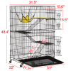 4 Tiers Rolling Cat Cage Pet Cage with Hammock;  Black