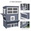 Cat House, Outdoor 3-Tier Kitty Shelter, Weather Resistant, w/ Escape Door