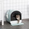 Covered Cat Litter Box, 17"x17"x18.5", Indoor with Lid, Tray, Scoop, Filter, Green
