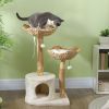 37 Inch Modern Cat Tree w/ Wooden Scratching Posts, Condo, Beds, Cushions, Toy Balls & Anti-Tip Kit