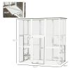 Outdoor Cat House Big Catio Wooden Feral Cat Shelter Enclosure w/ Large Spacious Interior, 6 High Ledges, Weather Protection Roof, 71" L, White