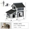 Outdoor Cat House with Flower Pot, 2-Story Feral Cat House with Weather Resistant Roof, Wooden Cat Shelter with Window, Multiple Entrances