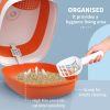 Cat Litter Box with Lid, Covered Litter Box w/High Sides, Two-Way Entrance Kitty Litter Box, Foldable, Easy Clean, White and Orange