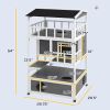 Wooden Outdoor Cat House with Asphalt Roof, Escape Doors, Condo, Jumping Platform, Light Gray