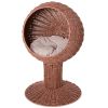 Elevated Cat Bed, Rotatable Egg Chair Pod, Thick Cushion, Natural Mat Grass Woven Kitty House, Brown