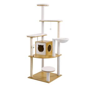 VEVOR Large Cat Tree, 68.9 inches Tall, Cat Tower, Multi-level Cat Condo Furniture Activity Center with Cozy Perches, Sisal Scratching Posts, Hammock