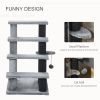4-Level Cat Stair & Dog Stairs, Kitten Tree Climber, with Hanging Play Ball, Steps for Bed, Sofa, Light Grey