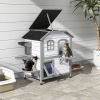 Outdoor 2-Story Cat House Feral Shelter Kitten Condo with Escape Door Asphalt Roof 4 Platforms White