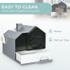 Hooded Cat Litter Box Furniture Gray Particle Catching Drawer Type Pan Scoop Easy Cleaning