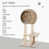 Modern Cat Tree with Sisal Scratching Post Condo and Hanging Rope 39"H, Beige