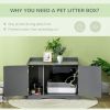 Grey Hidden Litter Box Enclosure Cat Washroom Furniture with Storage Adjustable Divider Indoor Pet House Side Table