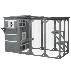 Secure Outdoor Cat Enclosure Multi-Level with Lockable Doors for 2-3 Cats