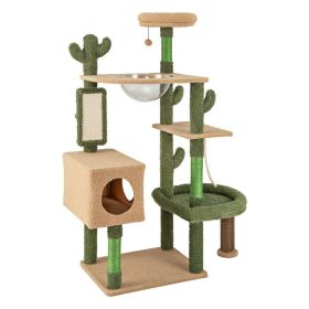 59 Inch Multilevel Cactus Kitty Activity Center with Scratching Posts Toy
