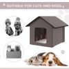 Heated Cat Houses for Outdoor and Indoor, Portable Kitty Shelter for Multiple Cats, Brown