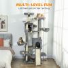 69" Cat Tree, Multi-Level Cat Tower with 2 Condos and 3 Hammocks, 8 Scratching Posts, for Multiple Cats, Dark Gray