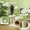 31" Cat Tree Tower with Scratching Posts, Cat Condo, Beds, Platform and Toy Ball for Indoor Cats, Cream White