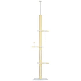 Modern Cat Tree Height Adjustable 87 -103 Inch with 4-Tier Platforms, Toy Ball, Cat Climber for Indoor Cats