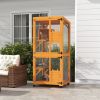 Wooden Cat House for 1-3 Cats Catio Enclosure on Wheels Easy to Move Orange