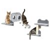 4 Pcs Cat Wall Furniture Set in Gray for Climbing Resting and Playing