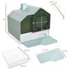 Hooded Cat Litter Box with Mat, Particle Catching, Easy Clean, Light Blue