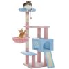 47.3'' Multi-Level Cat Tower Flower Cat Tree with Sisal-Covered Scratching Posts, Cozy Cat Condo