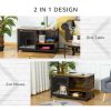 Cat Kennel End Table with Cushion Sliding Doors Wood Steel Pet Crate Rustic Brown
