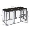 71"x32" Wooden Outdoor Cat House, Grey, Large Catio with 3 Platforms, Asphalt Roof Indoor Pet Enclosures