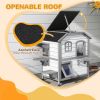 Outdoor 2-Story Cat House Feral Shelter Kitten Condo with Escape Door Asphalt Roof 4 Platforms White